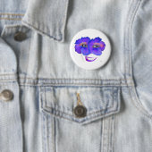 Hibiscus Face met glimlach - Blauw Ronde Button 5,7 Cm (In situ)