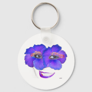 Hibiscus Face met glimlach - Blauw Sleutelhanger