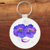 Hibiscus Face met glimlach - Blauw Sleutelhanger (Voorkant)