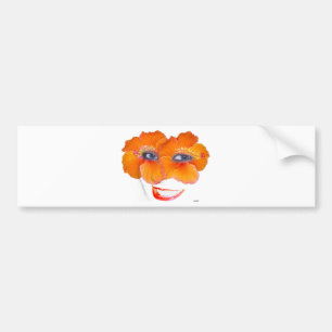 Hibiscus Face met glimlach - Oranje Bumpersticker