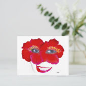 Hibiscus Face met glimlach - Rood Briefkaart (Staand voorkant)