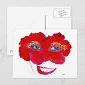 Hibiscus Face met glimlach - Rood Briefkaart (Voorkant / Achterkant)