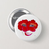 Hibiscus Face met glimlach - Rood Ronde Button 5,7 Cm (Voorkant /achterkant)