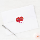 Hibiscus Face met glimlach - Rood Ronde Sticker (Envelop)