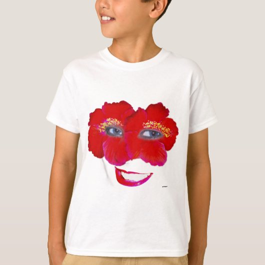 Hibiscus Face met glimlach - Rood T-shirt (Voorkant)