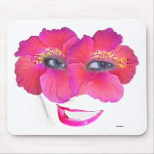 Hibiscus Face met glimlach - Roze Muismat