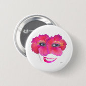 Hibiscus Face met glimlach - Roze Ronde Button 5,7 Cm (Voorkant /achterkant)