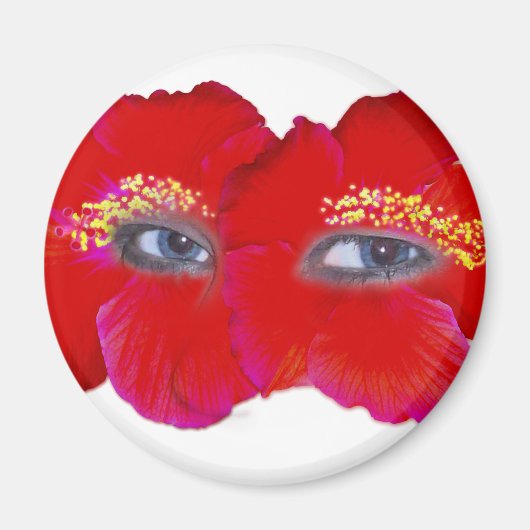 Hibiscus Face - Rood Magneet (Voorkant)