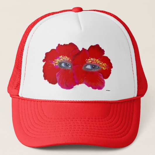 Hibiscus Face - Rood Trucker Pet (Voorkant)