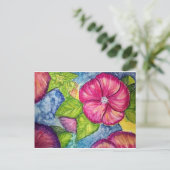 Hibiscus Fantasy Waterverf Briefkaart (Staand voorkant)