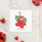 Hibiscus & Flamingo Tropical Wedding Paper Napkins Servet (Insitu)