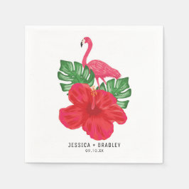 Hibiscus & Flamingo Tropical Wedding Paper Napkins Servet
