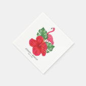 Hibiscus & Flamingo Tropical Wedding Paper Napkins Servet (Hoek)