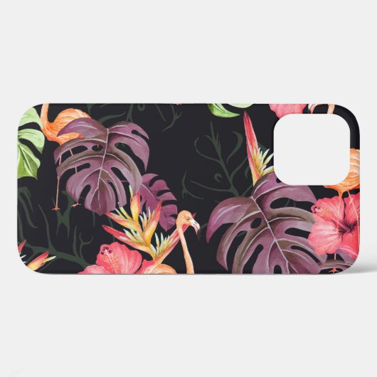 Hibiscus, flamingo's, Waterverf tropisch patroon. Case-Mate iPhone Case (Achterkant (horizontaal))