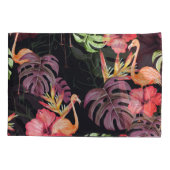 Hibiscus, flamingo's, Waterverf tropisch patroon. Kussensloop (Achterkant)