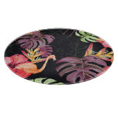 Hibiscus, flamingo's, Waterverf tropisch patroon. Snijplank (Hoek)