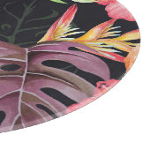 Hibiscus, flamingo's, Waterverf tropisch patroon. Snijplank (Hoek)