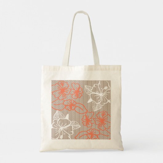 Hibiscus floral design in levendige kleuren tote bag (Achterkant)