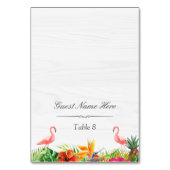 Hibiscus Floral Flamingo Wedding Place Escort Kaart (Voorkant)