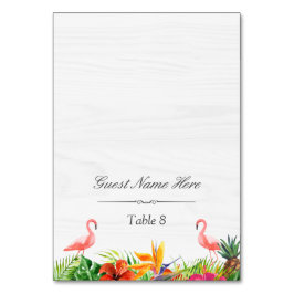 Hibiscus Floral Flamingo Wedding Place Escort Kaart