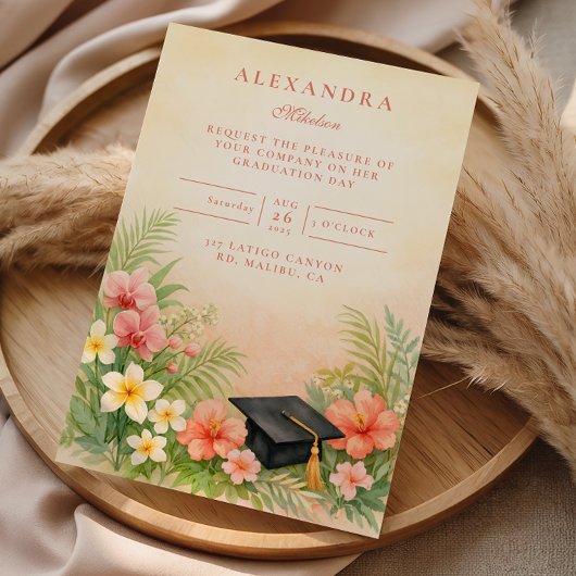 Hibiscus Floral Graduation Party Kaart