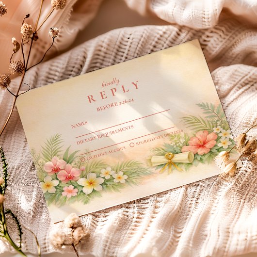 Hibiscus Floral Graduation Party RSVP Kaartje