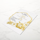 Hibiscus Floral Hexagon Lijst Weddenschap Gold Folie Uitnodiging (Gedraaid)