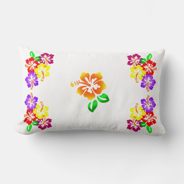 Hibiscus Floral Lumbar Pillow Kussen (Voorkant)