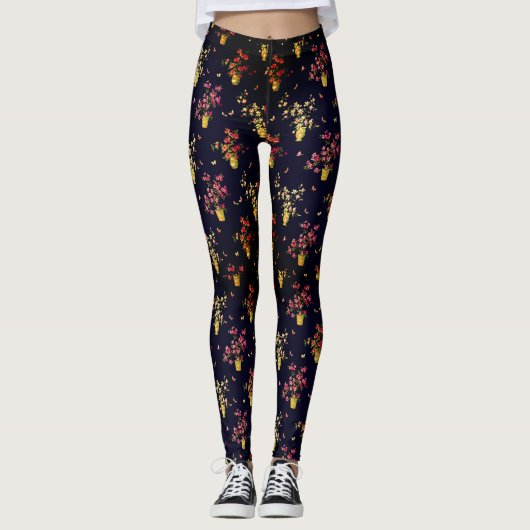 Hibiscus Floral on Display Leggings (Voorkant)