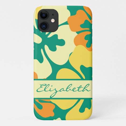 Hibiscus Floral Pattern Monogram Case-Mate iPhone Case (Achterkant)