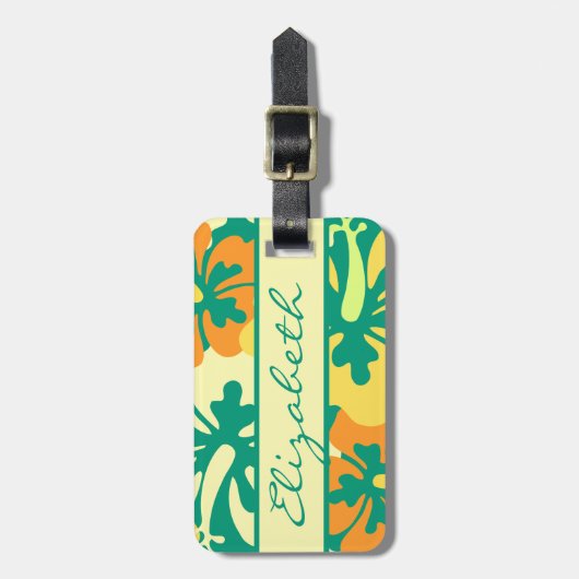 Hibiscus Floral Personalize and Address Bagagelabel (Voorkant verticaal)