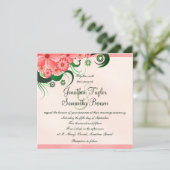 Hibiscus Floral Pink 5.25" Vierkante bruiloft uitn Kaart (Staand voorkant)