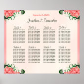 Hibiscus Floral Pink 8 Table Weddenschap Grafiek Poster (Voorkant)