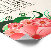 Hibiscus Floral Pink 9 Table Wedding Seding Chart Poster (Hoek)