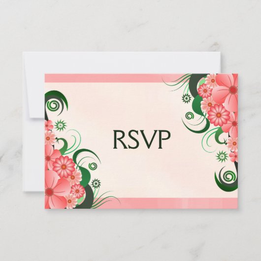 Hibiscus Floral Pink Elegant RSVP Response Kaart (Voorkant)