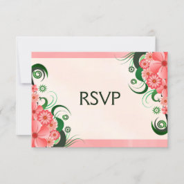 Hibiscus Floral Pink Elegant RSVP Response Kaart
