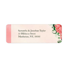 Hibiscus Floral Pink Small Return Address Labels