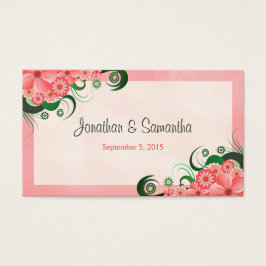Hibiscus Floral Pink Wedding Favor Favor Tags Visitekaartje