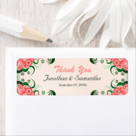 Hibiscus Floral Pink Wedding for Favor Labels