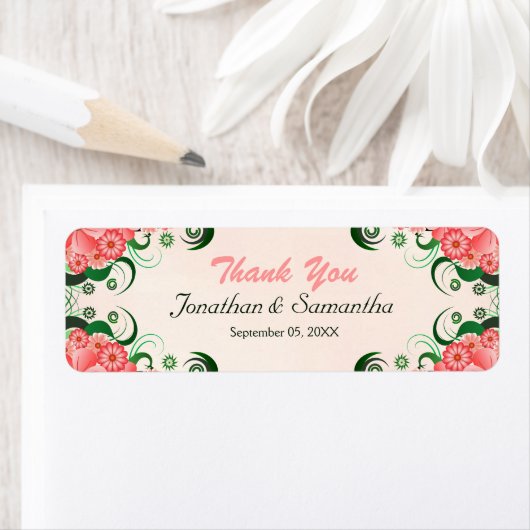 Hibiscus Floral Pink Wedding for Favor Labels (Insitu)