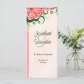 Hibiscus Floral Pink Wedding Programme Sjablonen (Staand voorkant)