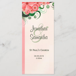Hibiscus Floral Pink Wedding Programme Sjablonen