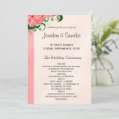 Hibiscus Floral Pink Wedding Programme Sjablonen (Staand voorkant)