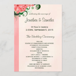 Hibiscus Floral Pink Wedding Programme Sjablonen