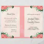 Hibiscus Floral Pink Wedding Programme Sjablonen (Voorkant)