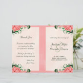 Hibiscus Floral Pink Wedding Programme Sjablonen (Staand voorkant)