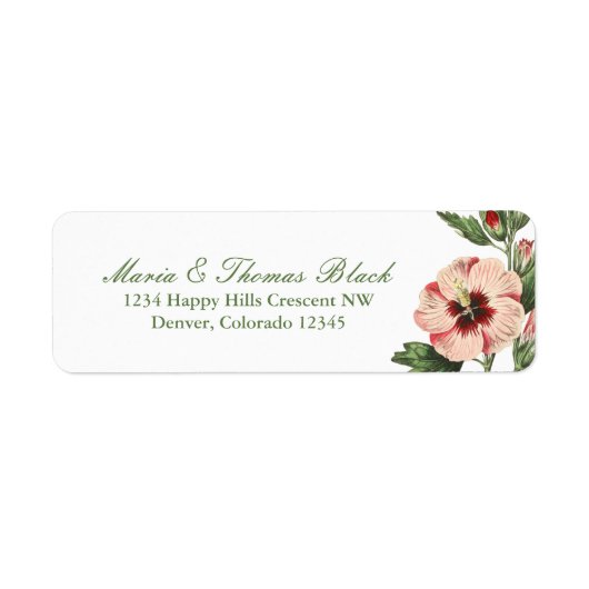 Hibiscus Floral retour adreslabel Etiket (Voorkant)