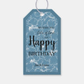 Hibiscus Floral Sketch Blue Gift Labels Cadeaulabel (Voorkant)