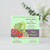 Hibiscus Floral Tropical Wedding Engagement Party Kaart (Staand voorkant)