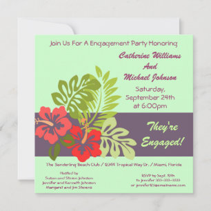Hibiscus Floral Tropical Wedding Engagement Party Kaart